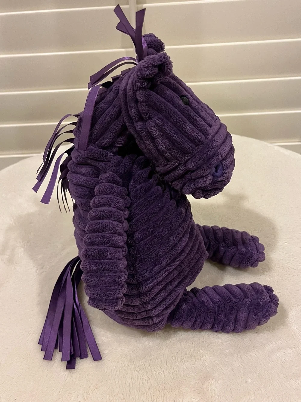 Jellycat Cordy Roy Horse Plush Purple Corduroy Stuffed Animal Toy Ribbon 16”